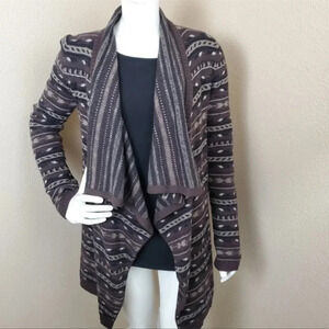 ALICE+OLIVIA Boho Wool Cashmere Open Front Brown Cardigan~Size M